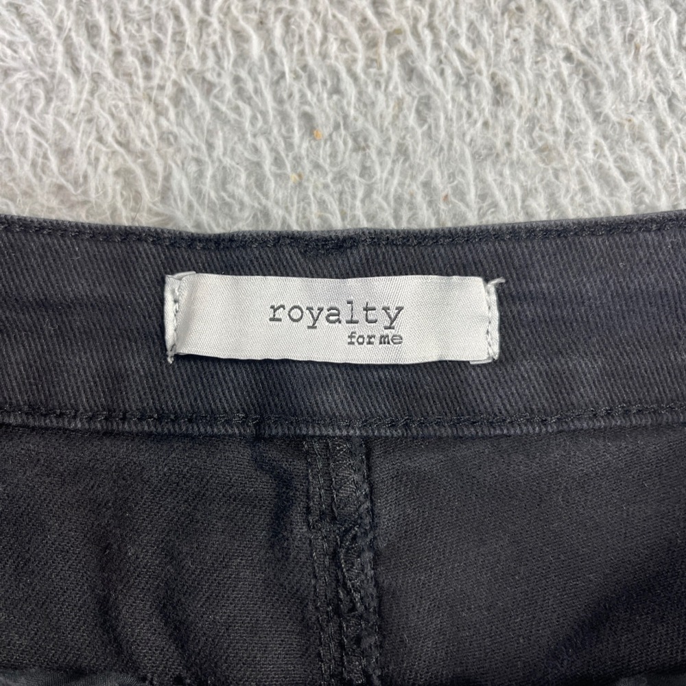 Royalty For Me Black Wide Leg Crop Pants Womens Size 10 High Rise Patch Pocket - Picture 2 of 11